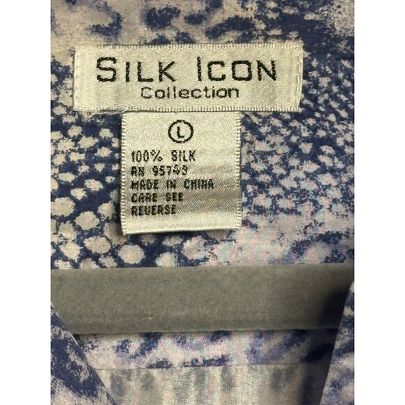 VTG Silk Icon Collection Blouse Blue & White Animal Print, Women’s Large 16"x28" - Picture 4 of 6